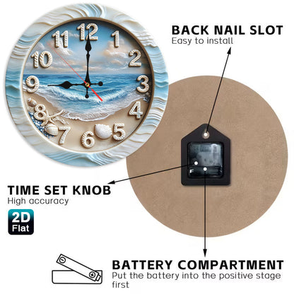 Beach Scene Nursery Wall Clock - Battery-Powered Coastal Design – view 2
