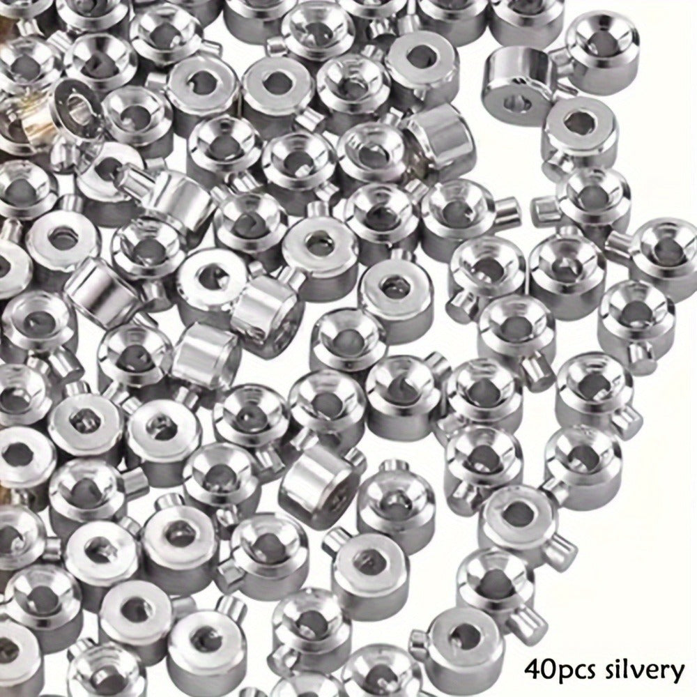 Bead Caps - Bulk 40pcs Silver Gold Flower for Jewelry Making Bracelets Necklaces - product detail view 3