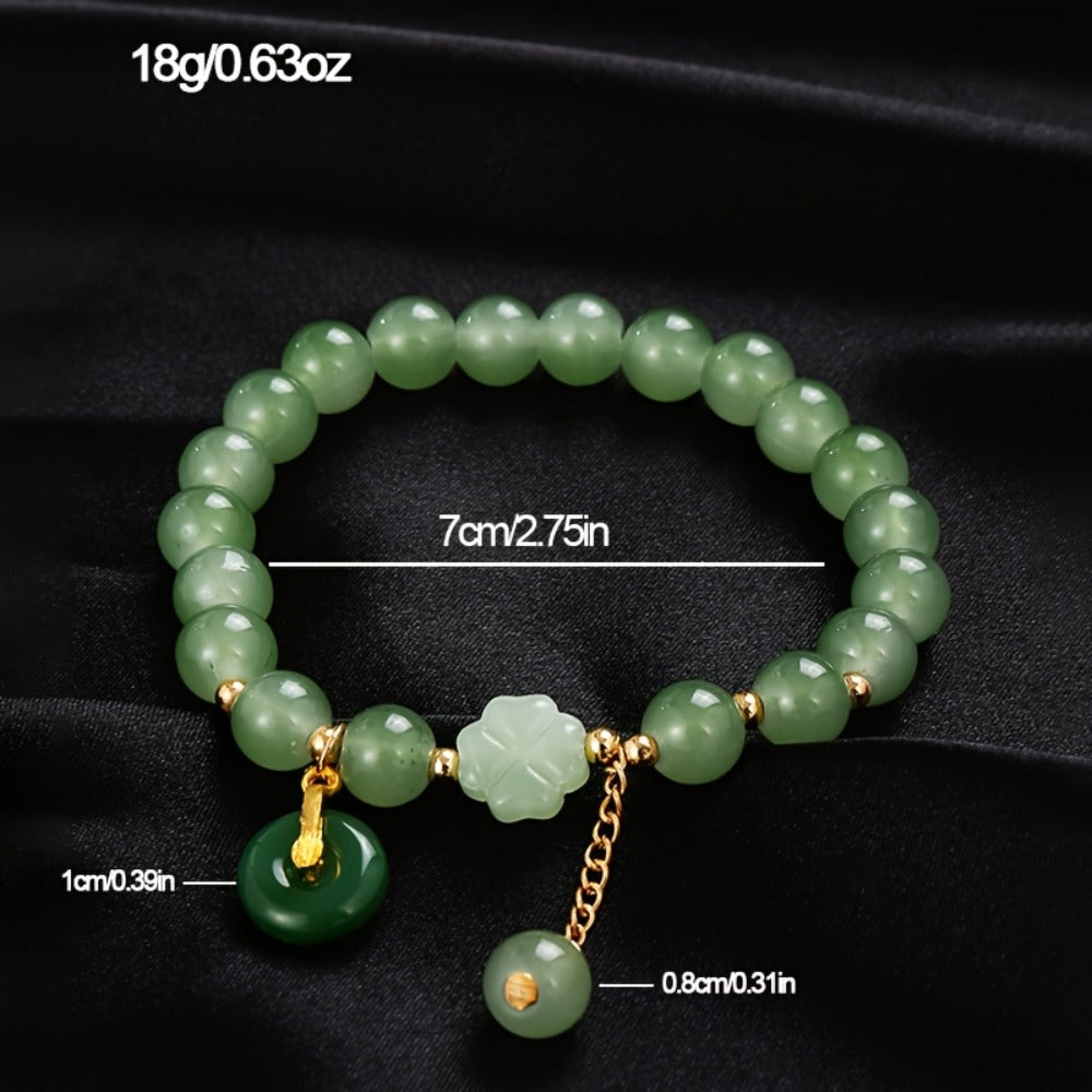 Beaded Bracelet - Bead Chain Set 7 Pcs Imitation Jade Butterfly Lily Pendant Retro Chinese - product detail view 5