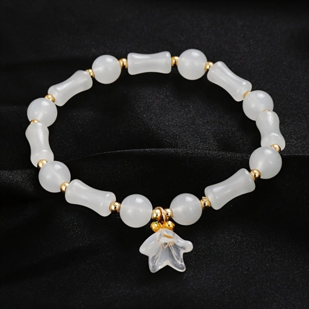 Beaded Bracelet - Bead Chain Set 7 Pcs Imitation Jade Butterfly Lily Pendant Retro Chinese - product detail view 6