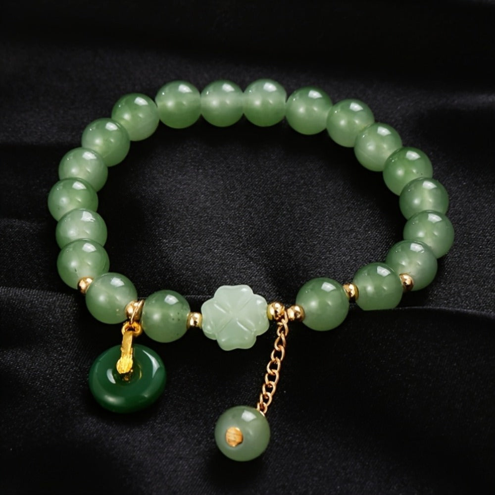 Beaded Bracelet - Bead Chain Set 7 Pcs Imitation Jade Butterfly Lily Pendant Retro Chinese - product detail view 10