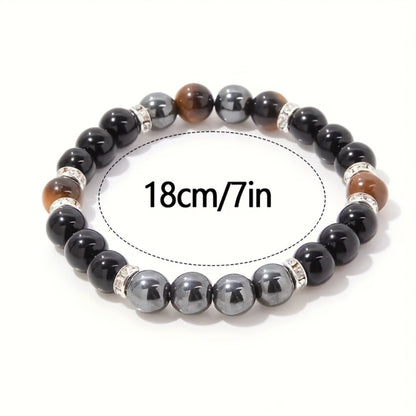 Beaded Bracelet - Boho Bead Set 30pcs - Colorful Crackle Glass Handcrafted Stretch for Women - product detail view 5
