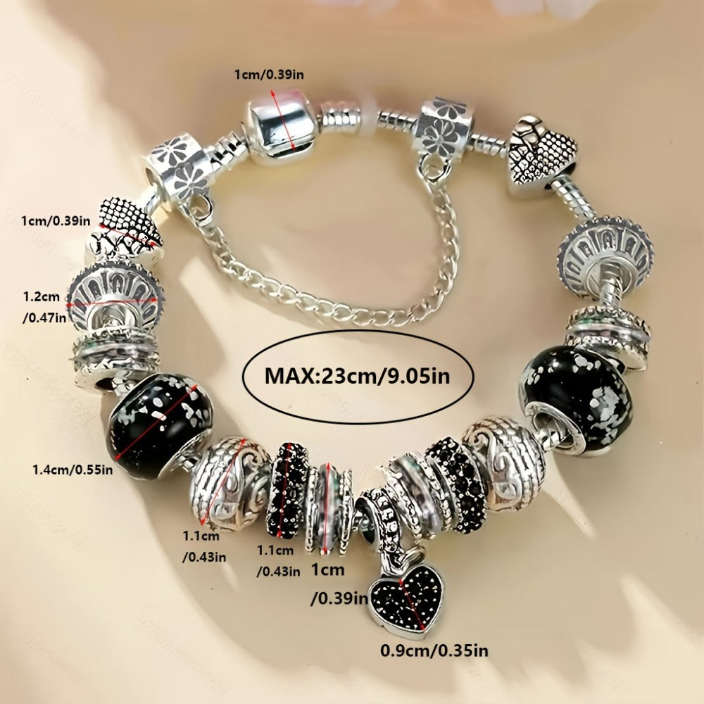 Beaded Bracelet - Boho Heart Charm for Women - Vintage Bohemian Adjustable Chain with Heart - product detail view 6