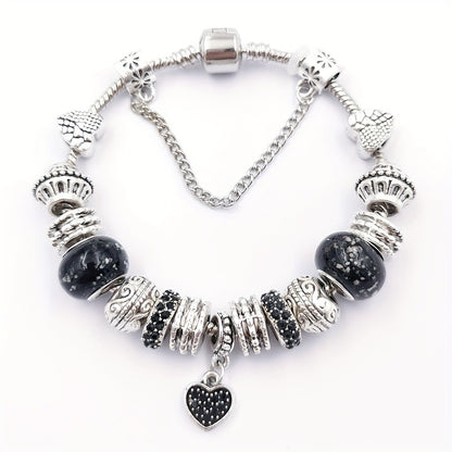 Beaded Bracelet - Boho Heart Charm for Women - Vintage Bohemian Adjustable Chain with Heart - product detail view 7