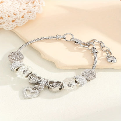 Beaded Bracelet - Boho Heart Charm for Women - Vintage Bohemian Adjustable Chain with Heart - product detail view 11