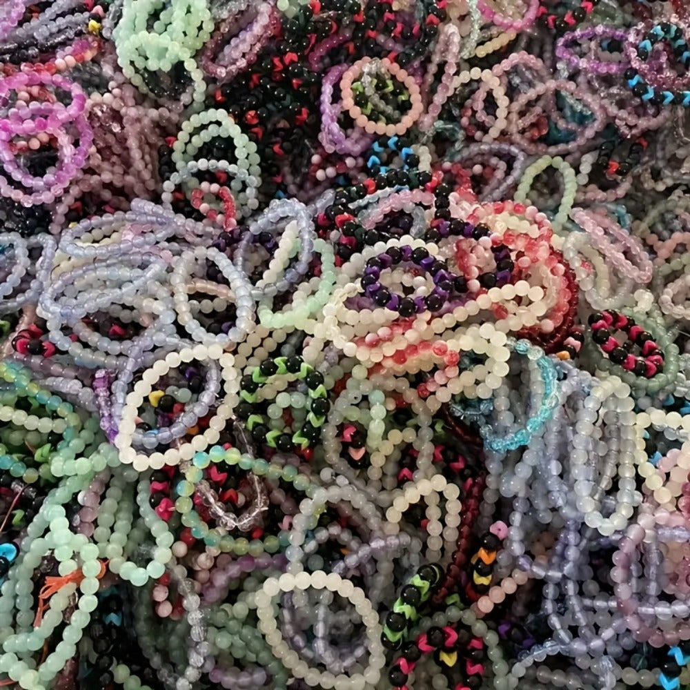 Beaded Bracelet - Boho Set for Women 30pcs Handmade Glass Cracked Bead , Bohemian Stackable - product detail view 4