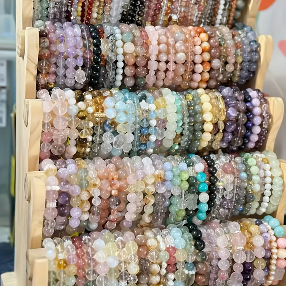 Beaded Bracelet - Boho Set for Women 30pcs Handmade Glass Cracked Bead , Bohemian Stackable - product detail view 6