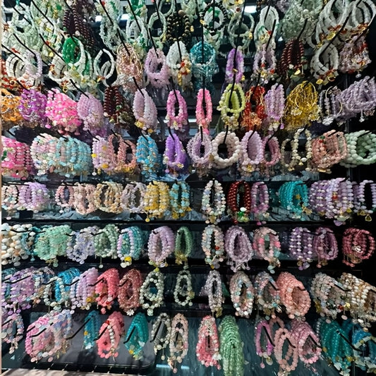 Beaded Bracelet - Boho Set 47pcs Glass Bead Stretch Star Floral Butterfly Heart Pendant - main product view