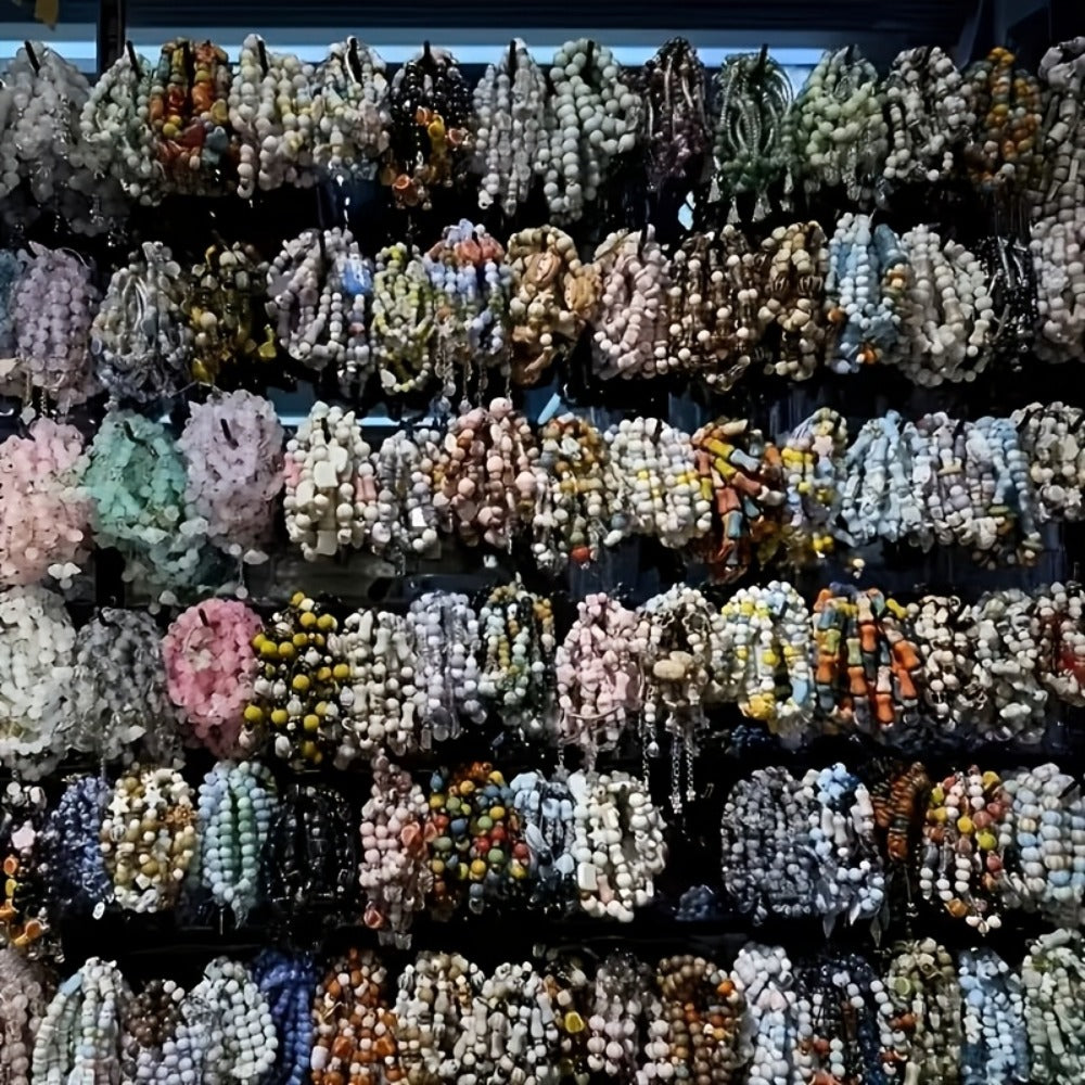 Beaded Bracelet - Boho Set 47pcs Glass Bead Stretch Star Floral Butterfly Heart Pendant - product detail view 6