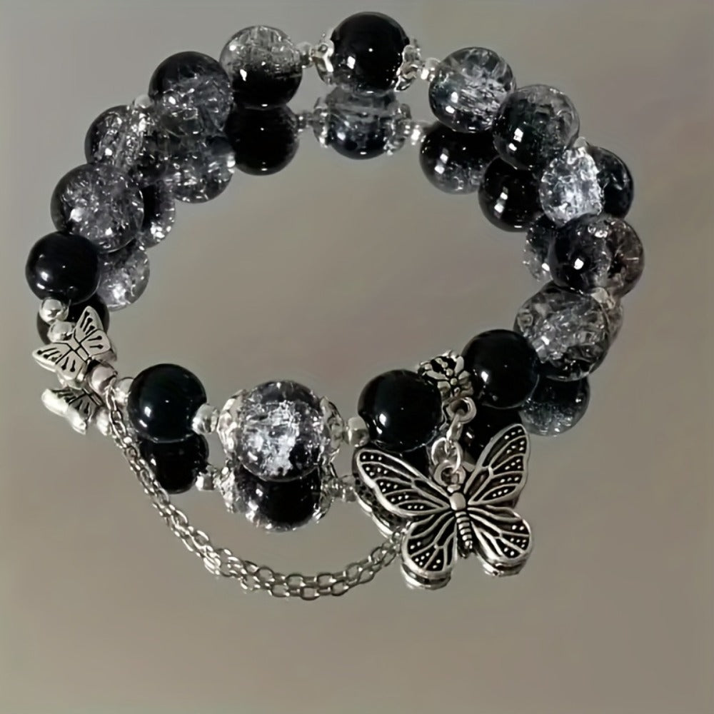 Beaded Bracelet - Boho Set 47pcs Glass Bead Stretch Star Floral Butterfly Heart Pendant - product detail view 10