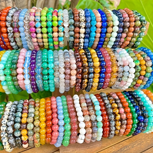 Beaded Bracelet - Glass Bead Set 20Pcs for Women & Men - 8mm Round Stretch , Random Color - main product view