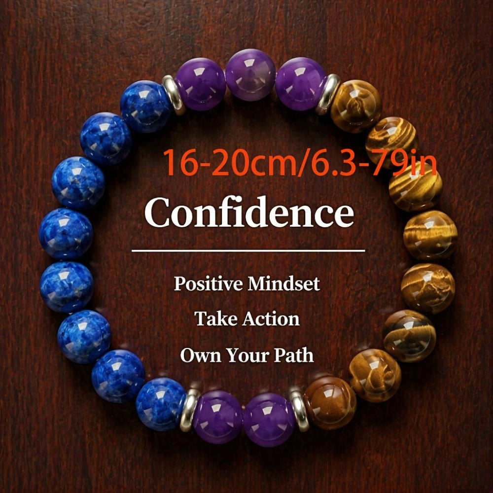 Beaded Bracelet - Natural Stone Set 9pcs - 8mm Boho Layered Handcrafted with Glass Beads - product detail view 2