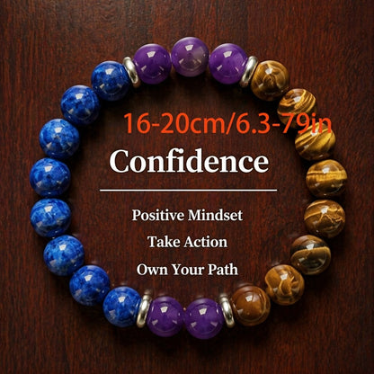 Beaded Bracelet - Natural Stone Set 9pcs - 8mm Boho Layered Handcrafted with Glass Beads - product detail view 2