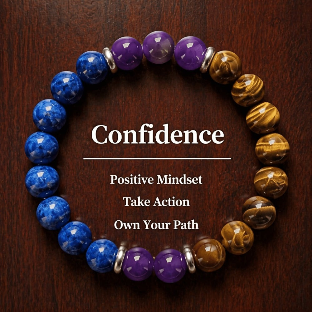 Beaded Bracelet - Natural Stone Set 9pcs - 8mm Boho Layered Handcrafted with Glass Beads - product detail view 3