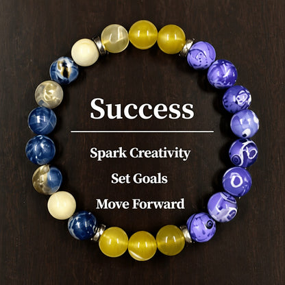 Beaded Bracelet - Natural Stone Set 9pcs - 8mm Boho Layered Handcrafted with Glass Beads - product detail view 6