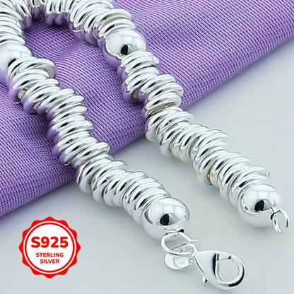 Beaded Bracelet - S925 Sterling Silver Hollow Bead Ball for Women Bohemian Style Bangle - product detail view 2