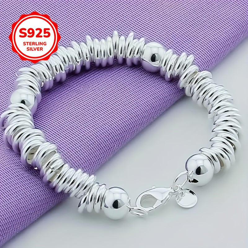 Beaded Bracelet - S925 Sterling Silver Hollow Bead Ball for Women Bohemian Style Bangle - product detail view 6