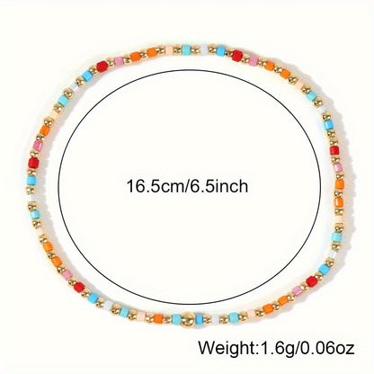 Beaded Bracelet - Seed Bead Set 60 Pcs Boho Elastic Stretch Stack Women Multicolor Bohemian - product detail view 4