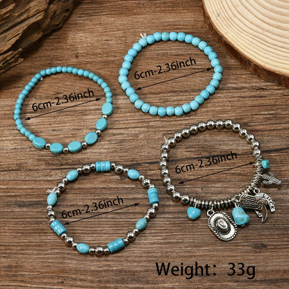 Beaded Bracelet - Wooden Bead Set 40pcs Bulk Vintage Western Boho Women Multi Layer Assorted - product detail view 4