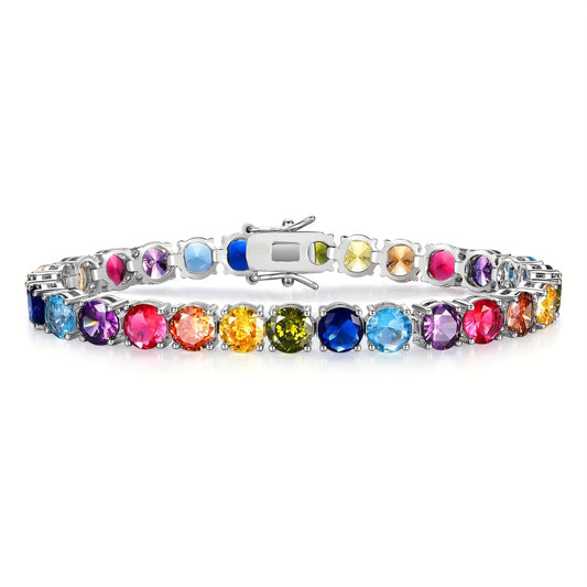 Beaded Bracelet - Zirconia Claw for Women 4mm Colorful Boho Bangle in Gold & Silver - main product view