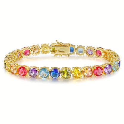 Beaded Bracelet - Zirconia Claw for Women 4mm Colorful Boho Bangle in Gold & Silver - product detail view 2