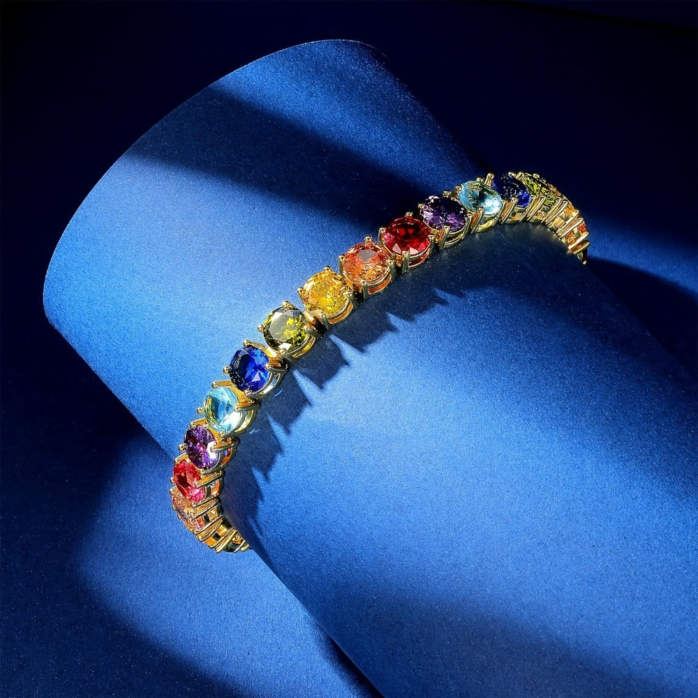 Beaded Bracelet - Zirconia Claw for Women 4mm Colorful Boho Bangle in Gold & Silver - product detail view 3