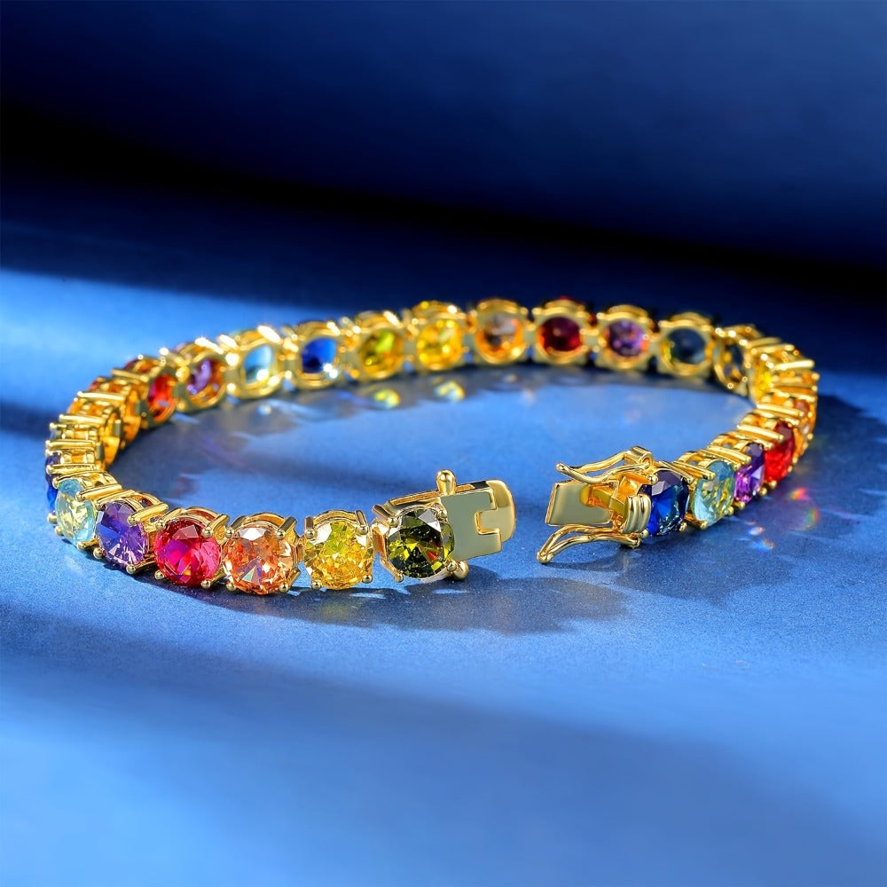 Beaded Bracelet - Zirconia Claw for Women 4mm Colorful Boho Bangle in Gold & Silver - product detail view 5
