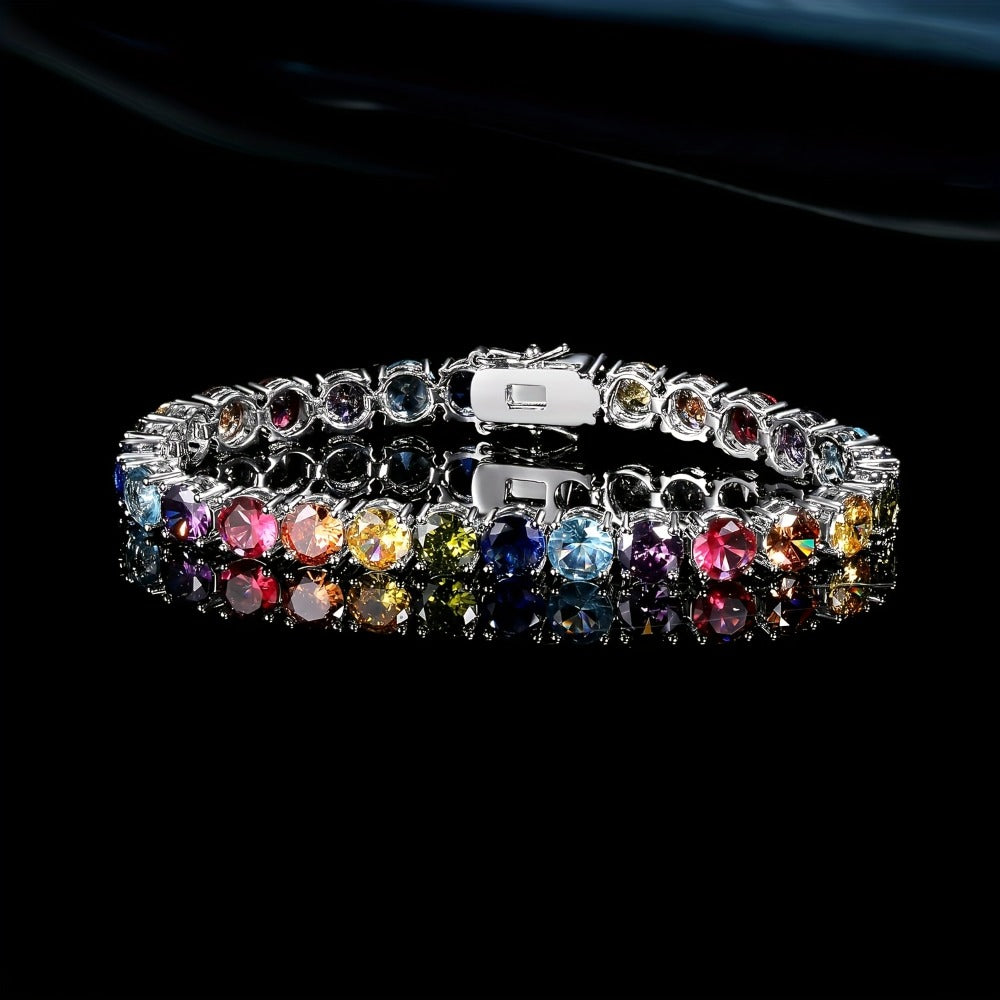 Beaded Bracelet - Zirconia Claw for Women 4mm Colorful Boho Bangle in Gold & Silver - product detail view 7