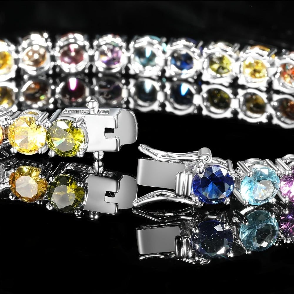 Beaded Bracelet - Zirconia Claw for Women 4mm Colorful Boho Bangle in Gold & Silver - product detail view 10