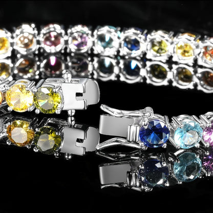 Beaded Bracelet - Zirconia Claw for Women 4mm Colorful Boho Bangle in Gold & Silver - product detail view 10