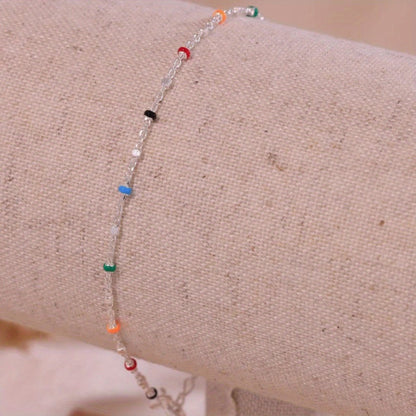 Beaded Bracelets for Women - 925 Silver Multicolor Bead, Delicate Chain - product detail view 13