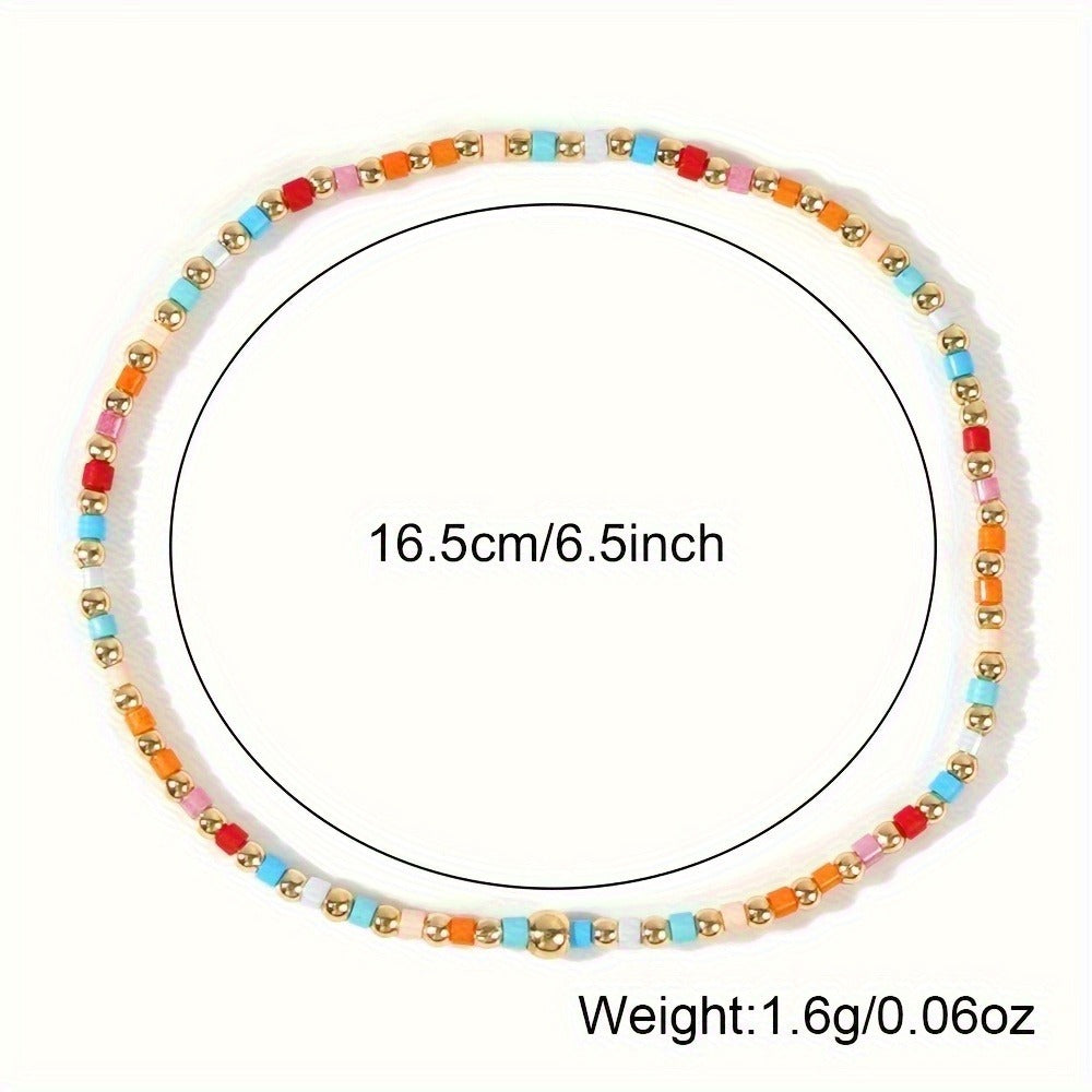 Beaded Bracelets for Women - Boho Seed Bead Set, 60 Colorful Pieces - size chart 16.5cm/6.5inch Weight:1.6g/0.060z