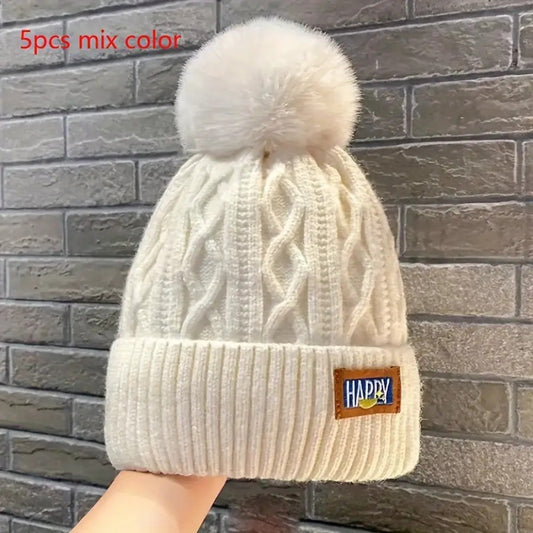Beanie Hat - 5-Pack for Women Fluffy Bubble Knit Winter Thick Warm Elastic Cold Weather - main product view