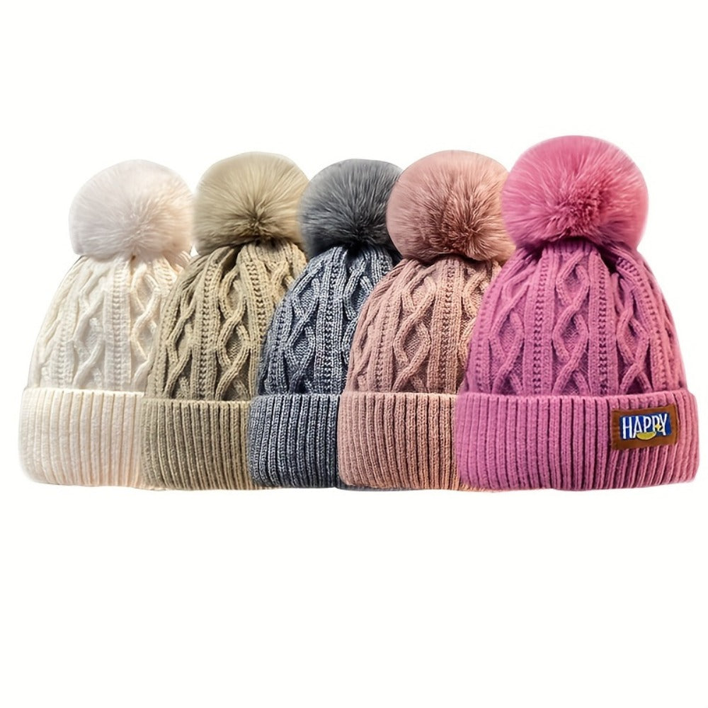 Beanie Hat - 5-Pack for Women Fluffy Bubble Knit Winter Thick Warm Elastic Cold Weather - product detail view 2