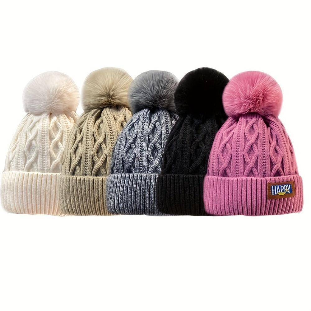 Beanie Hat - 5-Pack for Women Fluffy Bubble Knit Winter Thick Warm Elastic Cold Weather - product detail view 5