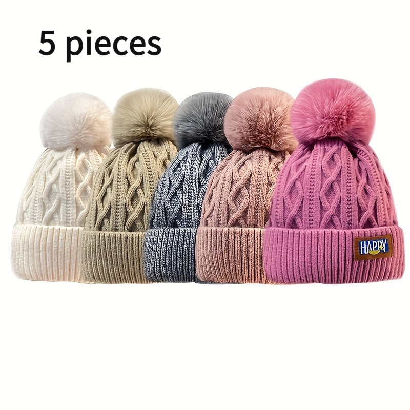 Beanie Hat - 5-Pack for Women Fluffy Bubble Knit Winter Thick Warm Elastic Cold Weather - product detail view 23