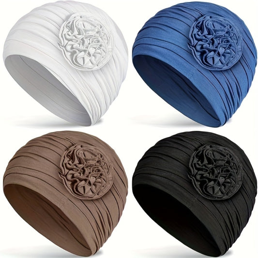 Beanie Hat - Chemo 4-Pack for Women Soft Breathable Turban Elastic Head Wrap for Cancer - main product view