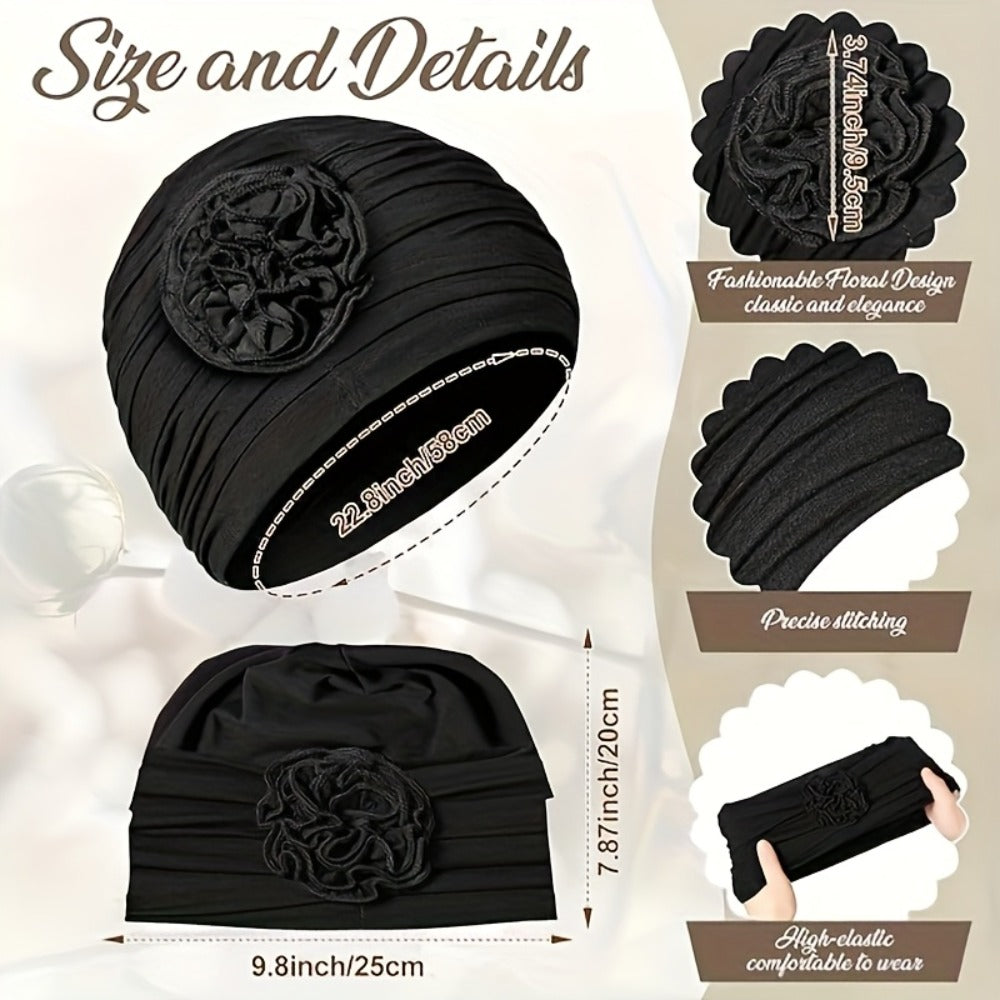 Beanie Hat - Chemo 4-Pack for Women Soft Breathable Turban Elastic Head Wrap for Cancer - product detail view 4