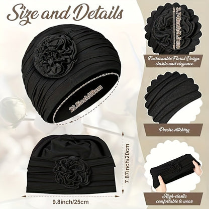 Beanie Hat - Chemo 4-Pack for Women Soft Breathable Turban Elastic Head Wrap for Cancer - product detail view 4