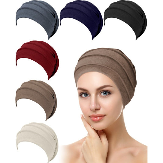 Beanie Hat - Chemo for Women 6 Pack Soft Slouchy Hair Loss Cap Stretchy Knit Sleeping - main product view