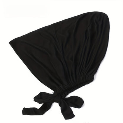 Beanie Hat - Inner Hijab Cap 4pcs Set - Elastic Modal Undercap Solid Color Tie Back - product detail view 7