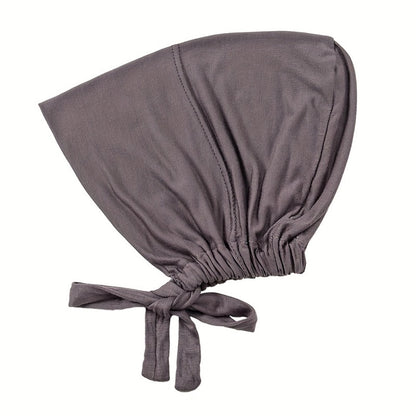 Beanie Hat - Inner Hijab Cap 4pcs Set - Elastic Modal Undercap Solid Color Tie Back - product detail view 9