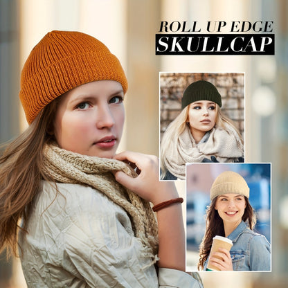 Beanie Hat - Knit Set of 12 Cuffed Roll-Up Edge for Men & Women, Lightweight Stretch - product detail view 3