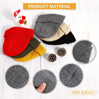 Beanie Hat - Knit Set of 12 Cuffed Roll-Up Edge for Men & Women, Lightweight Stretch - product detail view 4