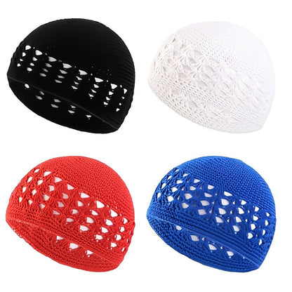 Beanie Hat - Knit Set of 4 Thick Acrylic Skull Cap with Hollowed Wheat Ear Pattern - main product view