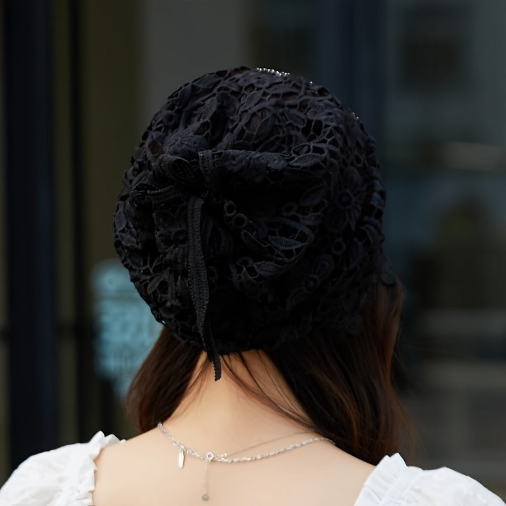 Beanie Hat - Lace for Women - Hollow Knit Design, Elastic Stretch Fit, Lightweight - product detail view 14
