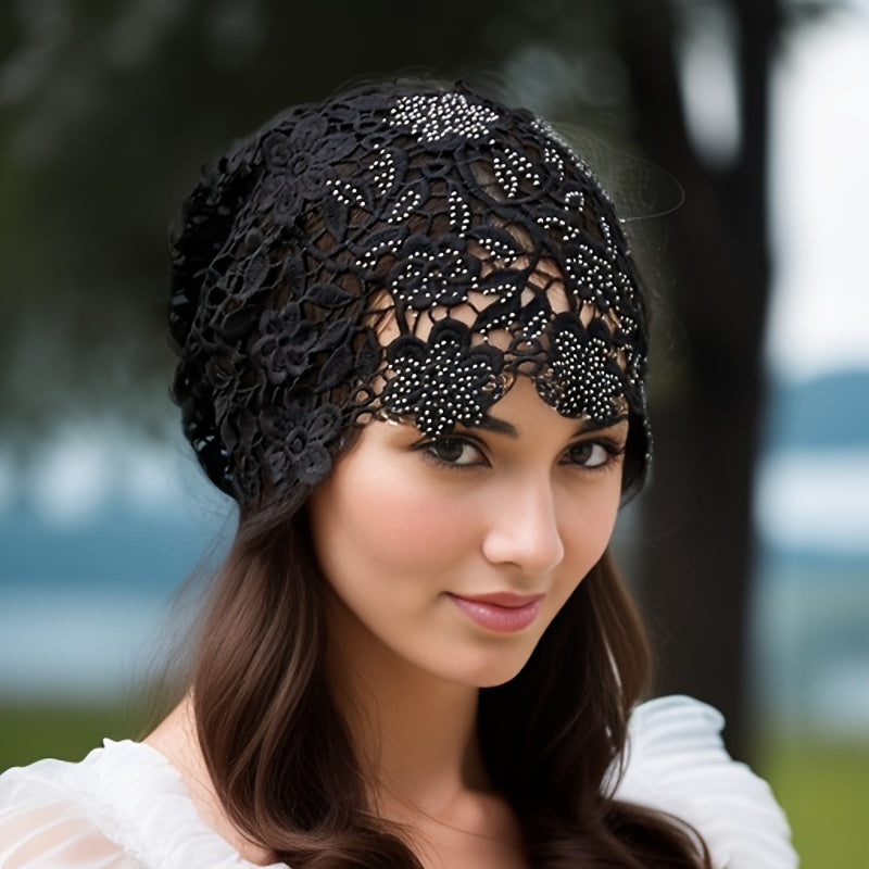 Beanie Hat - Lace for Women - Hollow Knit Design, Elastic Stretch Fit, Lightweight - product detail view 22