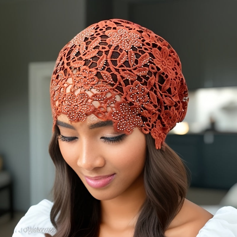 Beanie Hat - Lace for Women - Hollow Knit Design, Elastic Stretch Fit, Lightweight - product detail view 23