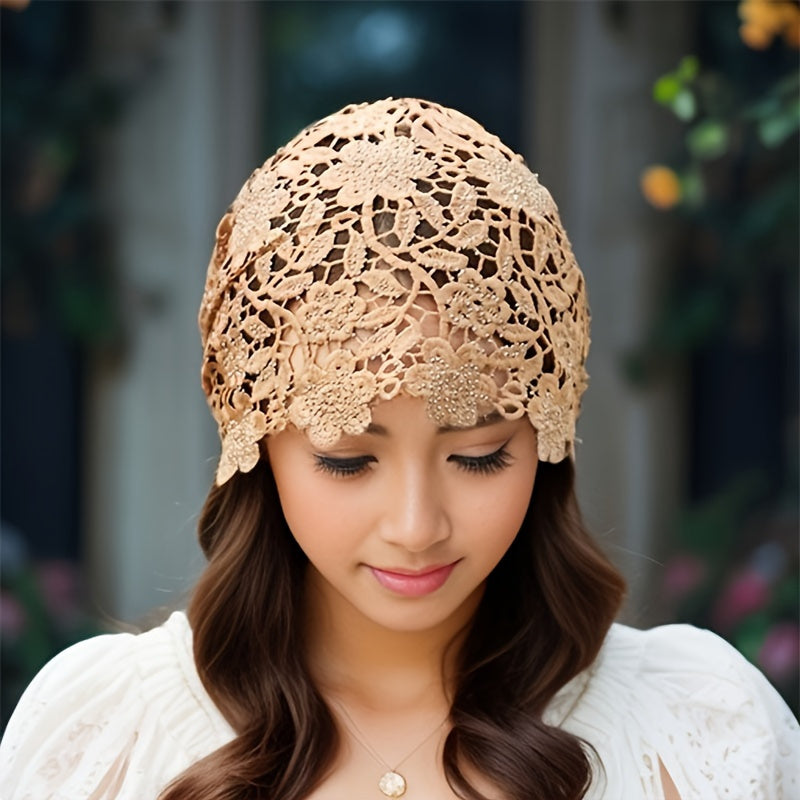 Beanie Hat - Lace for Women - Hollow Knit Design, Elastic Stretch Fit, Lightweight - product detail view 24