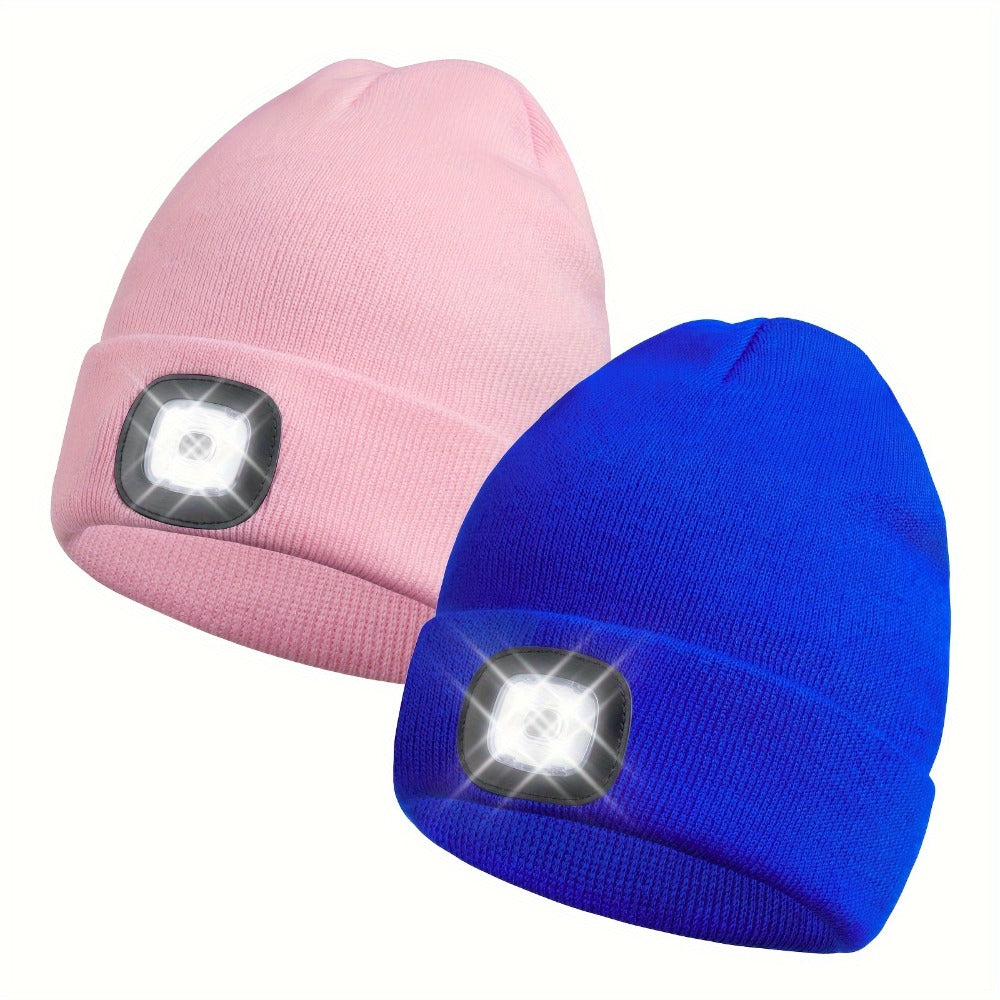 Beanie Hat - LED 2 Pack USB Rechargeable Light Up Knit for Night Running Camping Hiking - product detail view 6